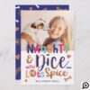Naughty & Nice Colourful Bone, Paw Print Pet Photo Holiday Card