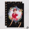Watercolor Festive foliage Wreath & Fox Photo Holiday Card