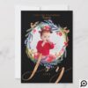 Watercolor Festive foliage Wreath & Fox Photo Holiday Card