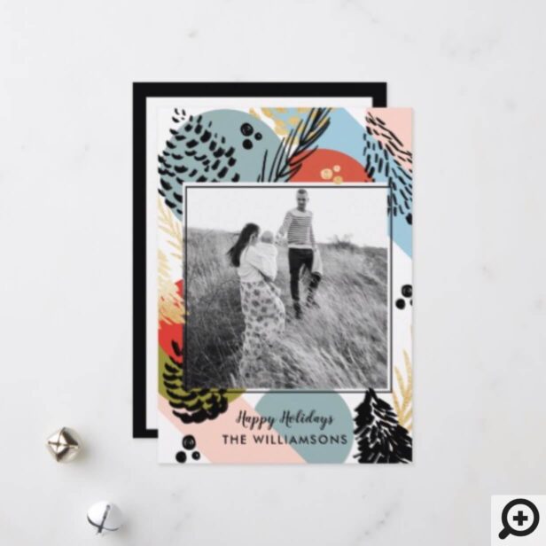 Modern Artistic | Minimalistic Pine Cone Photo Holiday Card