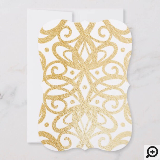 Elegant Ornate Blue & Gold Frosted Snowflake Photo Holiday Card
