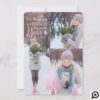 Chic Pretty Pink Glitter Pine Tree Multiple Photo Holiday Card
