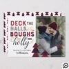 Deck The Halls Rustic Red Plaid Pine Tree Photo Holiday Card