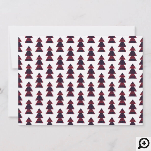 Deck The Halls Rustic Red Plaid Pine Tree Photo Holiday Card