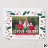 Joyous Holiday | Green, Red Berry & Holly Holiday Photo Card
