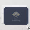 Elegant & Regal Family Monogram Gold & Navy Photo Holiday Card