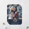 Elegant & Regal Family Crest Gold & Navy Photo Holiday Card