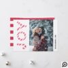 Minimalistic Red White Stripe Candy Cane Joy Photo Holiday Card