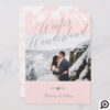 Winter Wonderland | Pink & Grey Newlyweds Photo Holiday Card