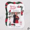 Tropical Merry & Bright Flamingo Candy Cane Photo Holiday Card