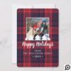 Dashing Through The Snow Reindeer & Plaid Photo Holiday Card