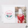 Candy Cane Heart Green Pine Christmas Crest Photo Holiday Card