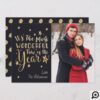 Wonderful Time of the Year Gold Greeting Photo Holiday Card