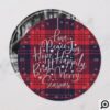 Silver & Plaid Greetings Typography Ornament Photo Holiday Card