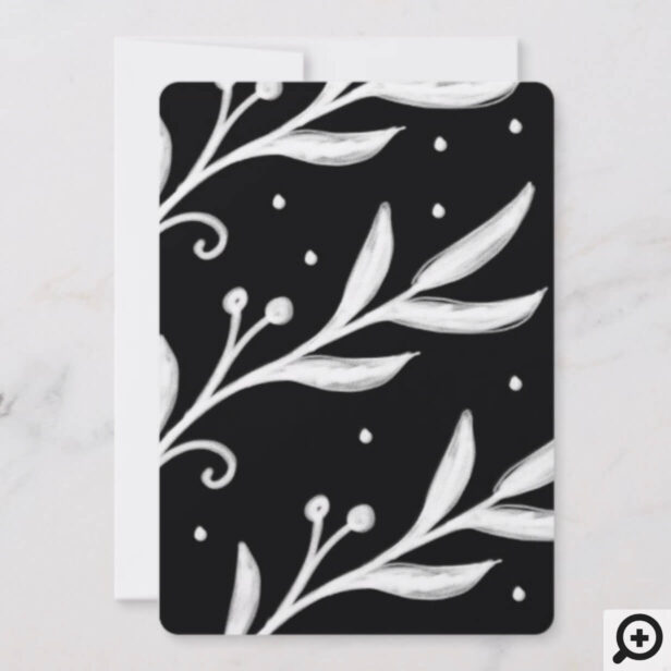 Festive Holiday Abstract leaves & Snow Photo Card