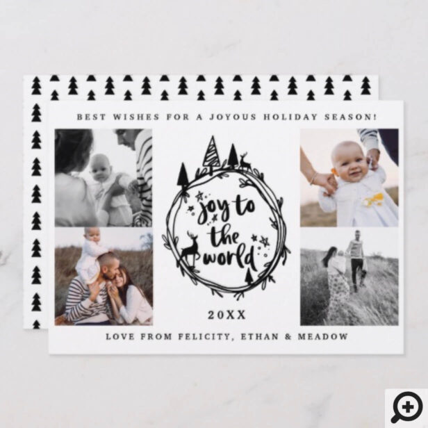 Joy To The Word | Black Pine Tree Multiple Photo Holiday Card