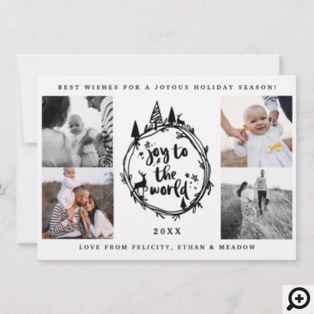 Joy To The Word | Black Pine Tree Multiple Photo Holiday Card