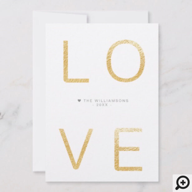 Modern Gold Love | Minimalistic Newlyweds Photo Holiday Card