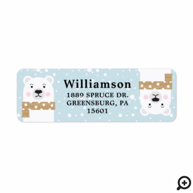 Cute Winter Polar Bear Character Illustration Label