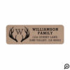 Rustic Antlers Family Monogram Christmas Label