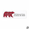 Forest Red Buffalo Plaid Bear Family Christmas Label