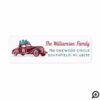 Vintage Red Car Christmas Gifts Monogram Address Label