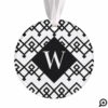 Black & White Trendy Geometric Monogram Photo Ornament