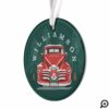 Merry Christmas Vintage Red Truck Family Photo Ornament