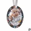 Chic Floral Vibrant Botanical Snowflake Baby Photo Ornament