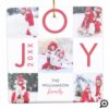 Modern Red Joy Checkerboard Family Photo Collage Ceramic Ornament