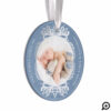 Ornate Blue & Silver Crest Baby's First Christmas Ornament
