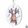Fun Festive Red Plaid Winter Bunny Character Photo Ornament