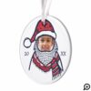 Fun, Festive Red Plaid Santa Claus Character Photo Ornament