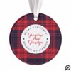 Fun, Festive Red Plaid Winter Owl Character Photo Ornament