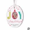 Modern & Colorful Joy Red Ornament | Holiday Photo