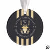 Elegant Gold Reindeer Monogram Crest Wedding Photo Ornament