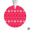 Red Cozy Festive Sweater | Holiday Joy Photo Card Ornament