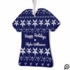 Navy Blue Cozy Festive Sweater | Holiday Joy Photo Ornament