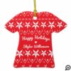 Red Cozy Festive Sweater | Holiday Joy Photo Ceramic Ornament