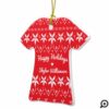 Red Cozy Festive Sweater | Holiday Joy Photo Ceramic Ornament