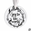 Joy To The Word | Black Pine Tree Holiday Photo Ornament