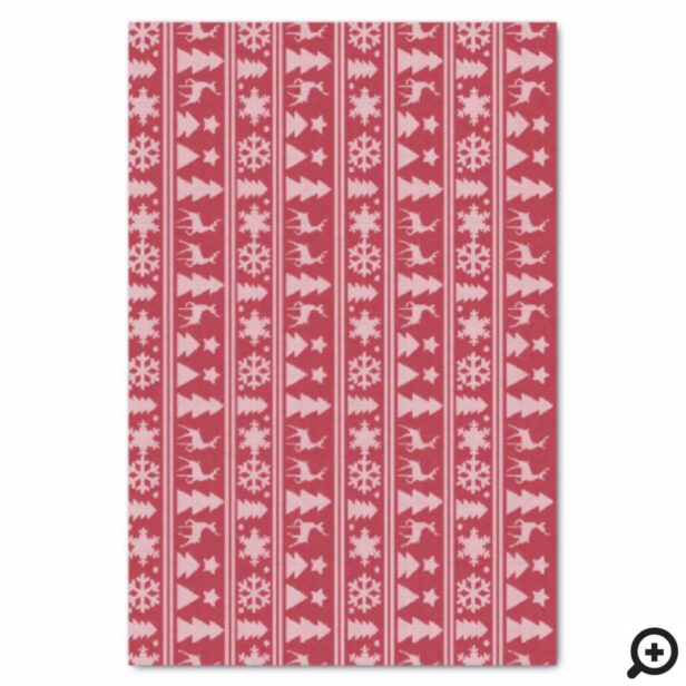 Cozy Knit Red Knitted Sweater Pattern Christmas Tissue Paper