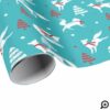 Red White Foxes, Trees, and Snow Christmas Pattern Wrapping Paper