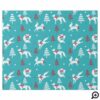 Red White Foxes, Trees, and Snow Christmas Pattern Wrapping Paper