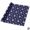 Monder Navy Blue & Faux Gold Foil Starry Night Wrapping Paper
