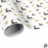 Black & Gold Reindeer, Gold Heart & Dots Christmas Wrapping Paper