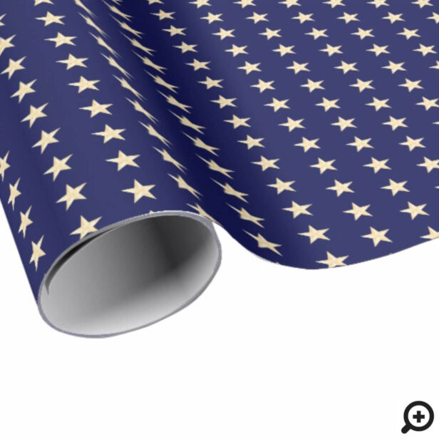 Monder Navy Blue & Faux Gold Foil Starry Night Wrapping Paper