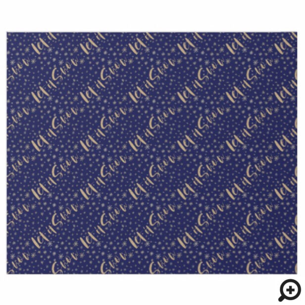 Let It Snow | Navy & Gold Starry Night Chrismas Wrapping Paper