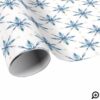 Wintry Frosty Blue Snowflakes Gold Star Christmas Wrapping Paper
