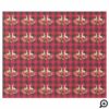 Gold Reindeer Monogram Red Buffalo Plaid Christmas Wrapping Paper